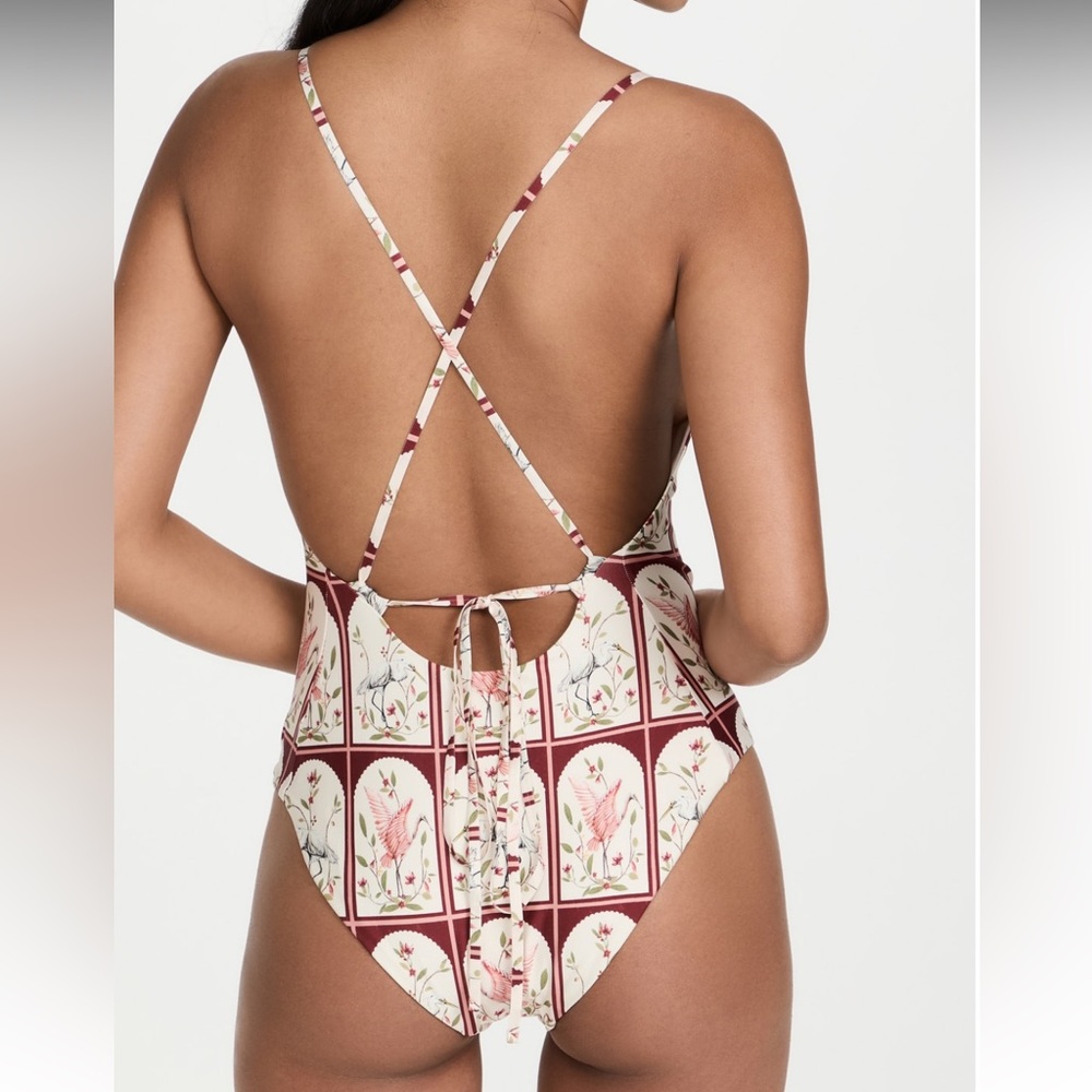 Agua by Agua Bendita Burgundy and Cream One Piece Swimsuit - Picture 2 of 9